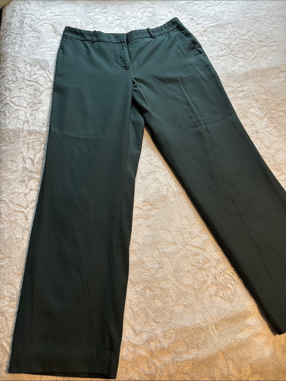 Ann Taylor Dark Green Wide-Leg Dress Pants Curvy Fit